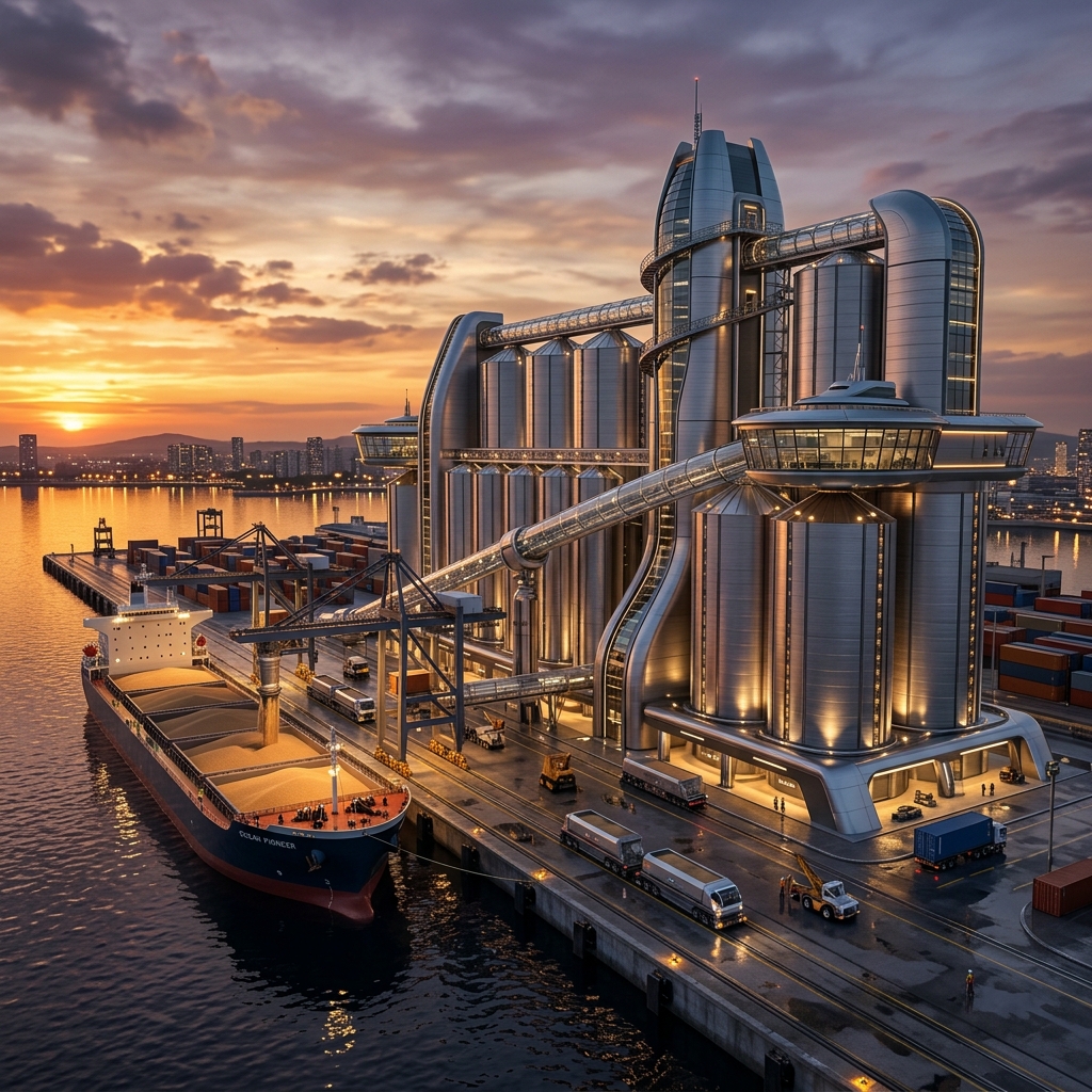 Futuristic storage silo complex